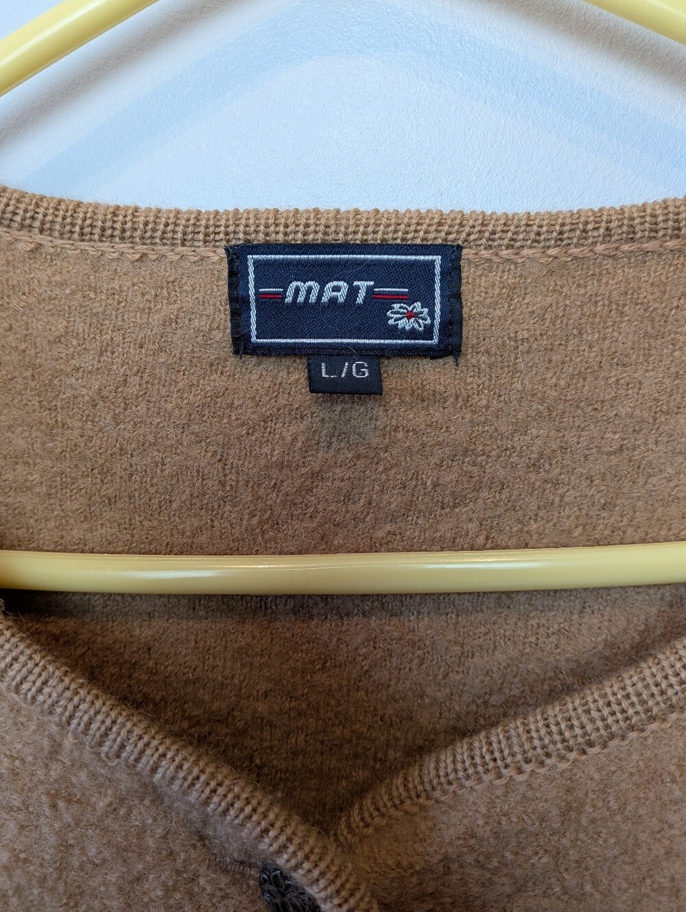 VINTAGE Mat Cardigan Size L 100% Wool Granny Style Buttons Closure Shoulder Pads - Picture 3 of 15